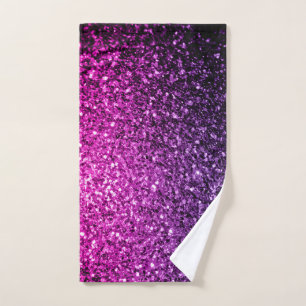 Purple Pink Ombre glitter sparkles Hand Towel