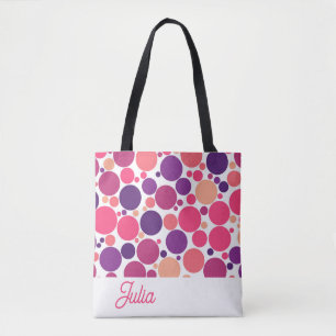 Purple Pink Orange Chaotic Circle Personalised Tote Bag