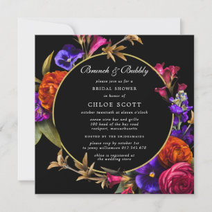 Purple Pink Orange Floral Brunch and Bubbly Shower Invitation