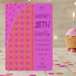 Purple Pink Orange Peach Diamond Dots Invitation