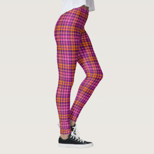 Purple Pink Orange Plaid Tartan Design Leggings