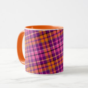 Purple Pink Orange Plaid Tartan Design Mug