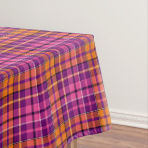Purple Pink Orange Plaid Tartan Design Tablecloth