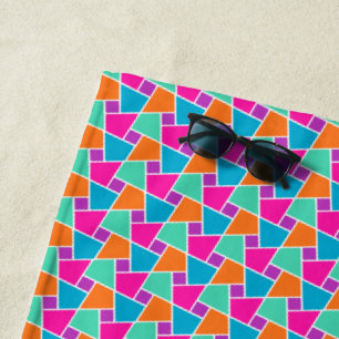 Purple Pink Orange Turquoise Green Islamic Pattern Beach Towel
