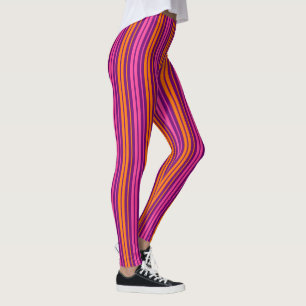 Purple Pink Orange Vertical Stripes Design Leggings