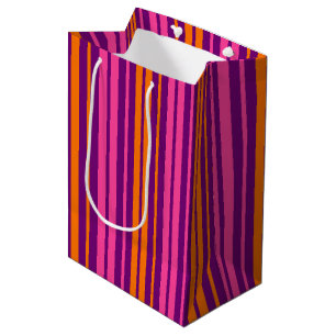 Purple Pink Orange Vertical Stripes Design Medium Gift Bag