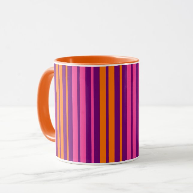 Purple Pink Orange Vertical Stripes Design   Mug (Front Left)