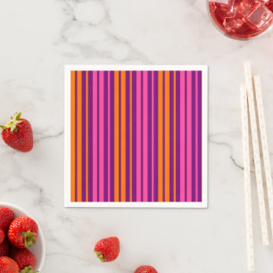 Purple Pink Orange Vertical Stripes Design Napkin
