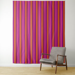 Purple Pink Orange Vertical Stripes Design Tapestry