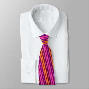 Purple Pink Orange Vertical Stripes Design Tie