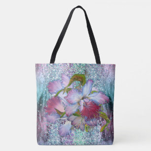 Purple Pink Orchid Floral Watercolor Tote Bag
