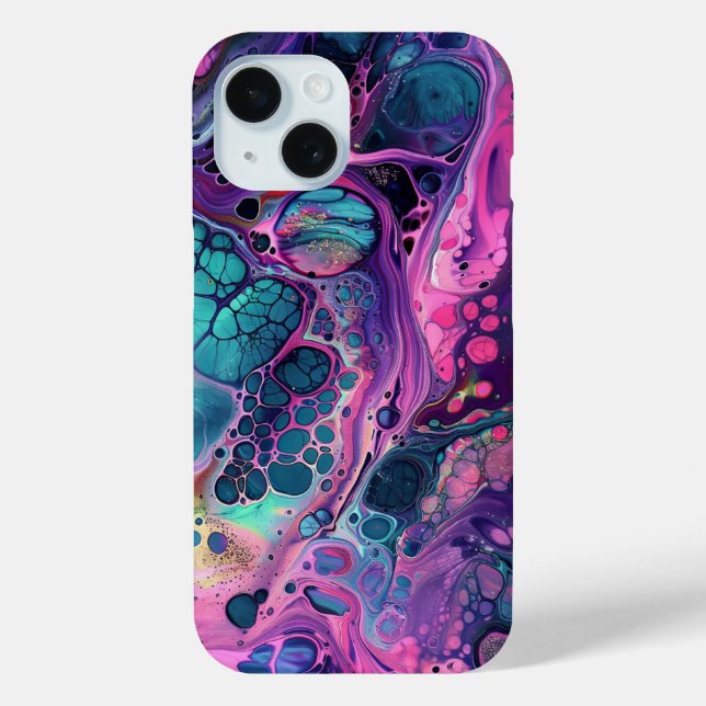 Purple Pink Paint Pour Abstract Liquid Aesthetic Case-Mate iPhone Case (Back)