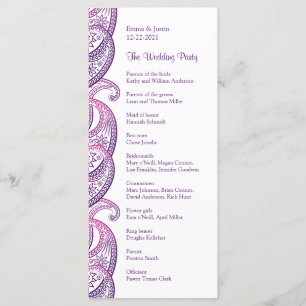 Purple & Pink Paisley Indian Wedding Rackcard Program