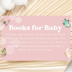 Purple Pink Pastel Butterfly Book for Baby Ticket Enclosure Card