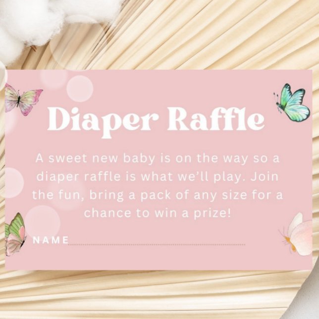 Purple Pink Pastel Butterfly Diaper Raffle Ticket  Enclosure Card (Pink Purple Pastel Butterfly Girl Baby Shower)