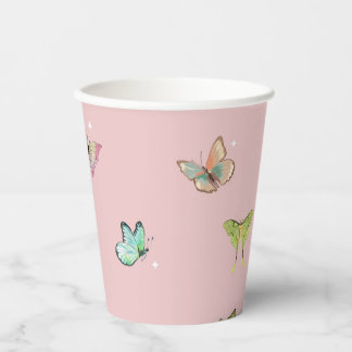 Purple Pink Pastel Butterfly  Paper Cups