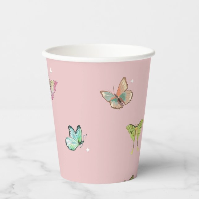 Purple Pink Pastel Butterfly  Paper Cups (Front)