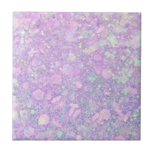 Purple Pink Pastel Colour Faux Glitter Solid Ceramic Tile