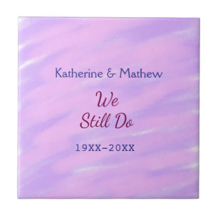 Purple pink pastel Vow renewal anniversary waterco Ceramic Tile
