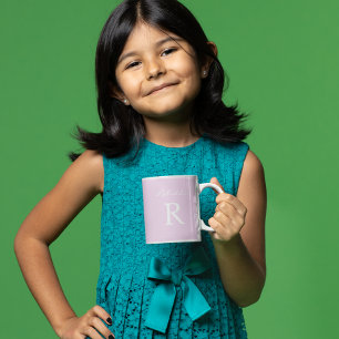 Purple Pink Personalise Minimalist Monogram Easter Coffee Mug