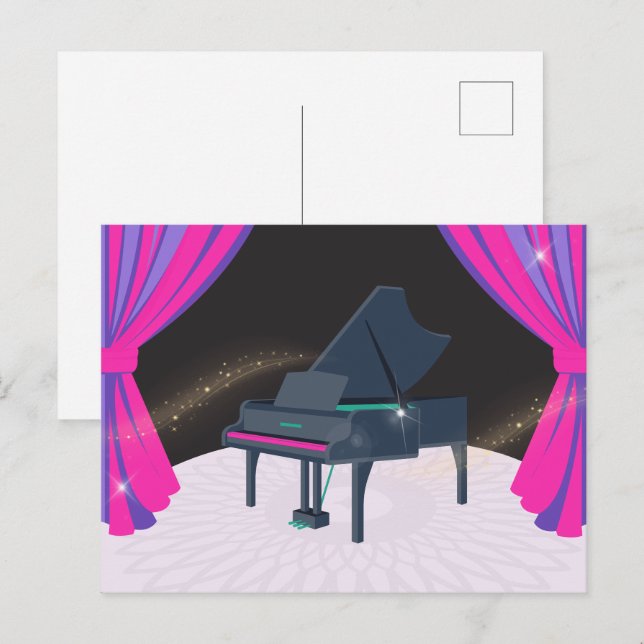 Purple pink piano stage  postcard (Front/Back)