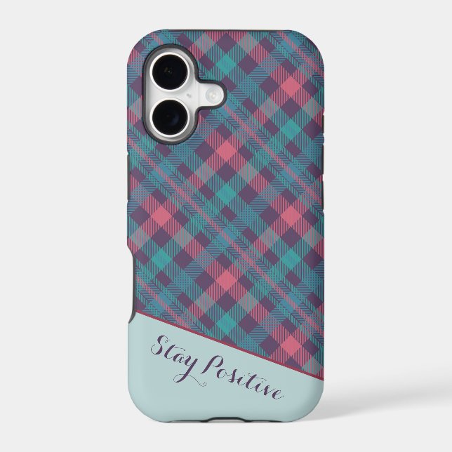 Purple-pink plaid iPhone case (Back)
