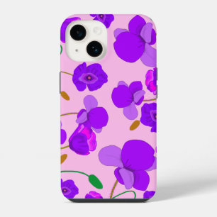 Purple Pink Poppy Papaver Field Illustration iPhone 14 Case