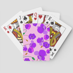 Purple Pink Poppy Papaver Field Illustration Playing Cards