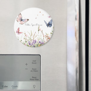 Purple Pink Red Flowers Butterflies   Magnet