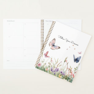 Purple Pink Red Flowers Butterflies Planner