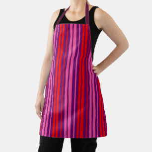 Purple Pink Red Vertical Stripes Design Apron