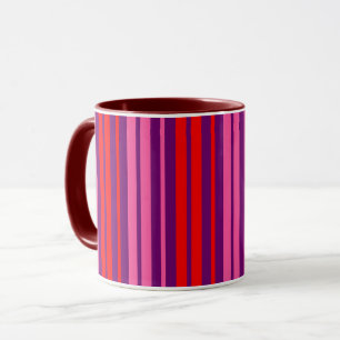 Purple Pink Red Vertical Stripes Design Mug