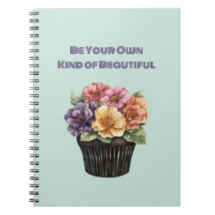 Purple Pink Red Yellow Orange Floral Cupcake Notebook