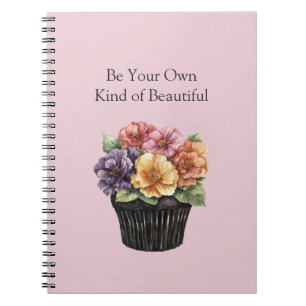 Purple Pink Red Yellow Orange Floral Cupcake Notebook