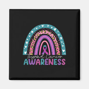 Purple Pink Ribbon Rainbow Thyroid Cancer Awarenes Magnet