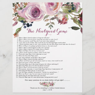 Purple Pink Rose Floral Bridal Shower Games Flyer