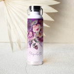 Purple pink roses elegant personalised  water bottle<br><div class="desc">Bridesmaid gifts Purple pink vintage roses elegant personalised name water bottle,   Purple lavender colour theme</div>