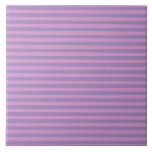 Purple Pink Stripes Pattern Ceramic Tile (Front)