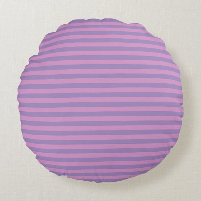 Purple Pink Stripes Seamless Pattern Round Cushion (Front)