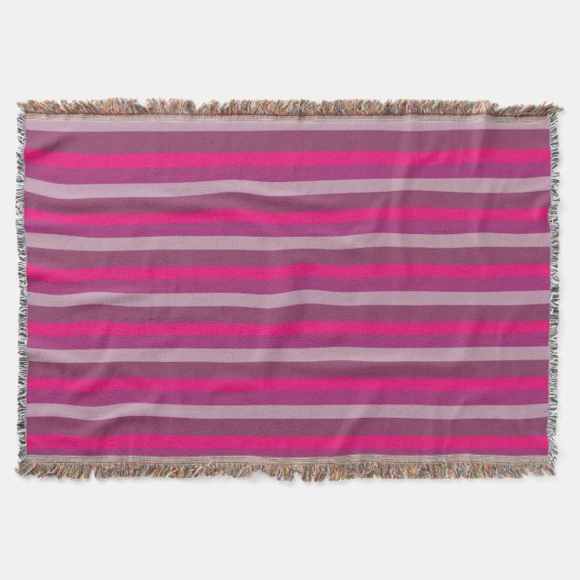 Purple  Pink Summer Mood Lines Throw Blanket (Front)