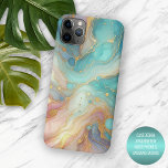 Purple Pink Teal Aqua Blue Gold Marble Art Pattern iPhone 15 Pro Max Case<br><div class="desc">Transform your iPhone with this stunning case, featuring a custom purple, pink, aqua, dark teal blue, and gold marble wave art pattern. It has a glossy finish that showcases the beauty of the marble design. This case is perfect for anyone who loves the sophistication and uniqueness of marble, a type...</div>
