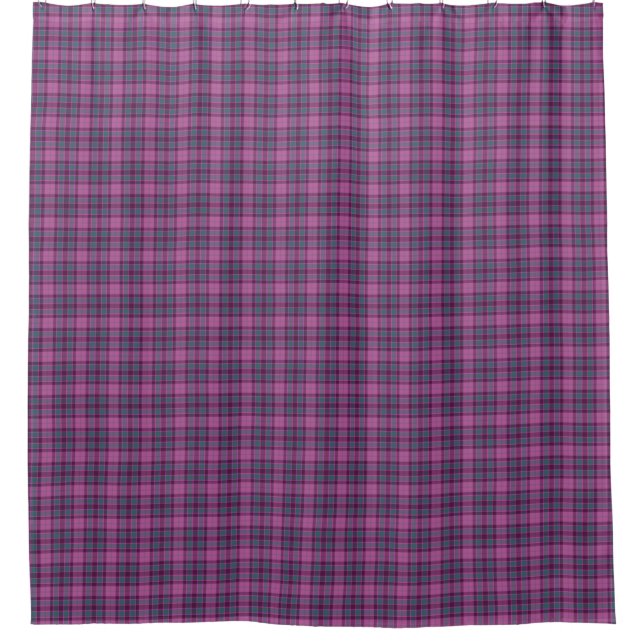 Purple Pink Teal Tartan Plaid Shower Curtain (Front)