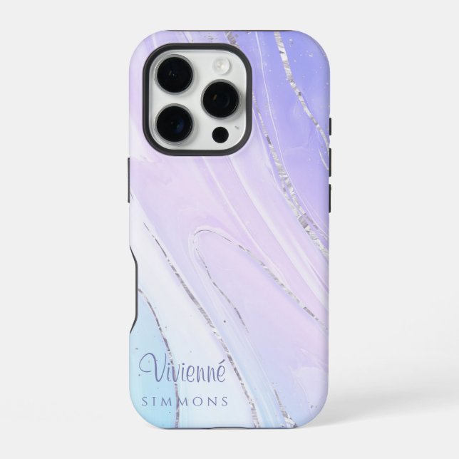 Purple Pink Tosca Ombre Marble Customisable iPhone Case (Back)
