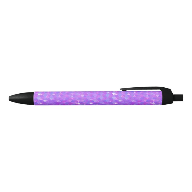Purple Pink Trendy Triangles Geometric Pattern Black Ink Pen (Top)