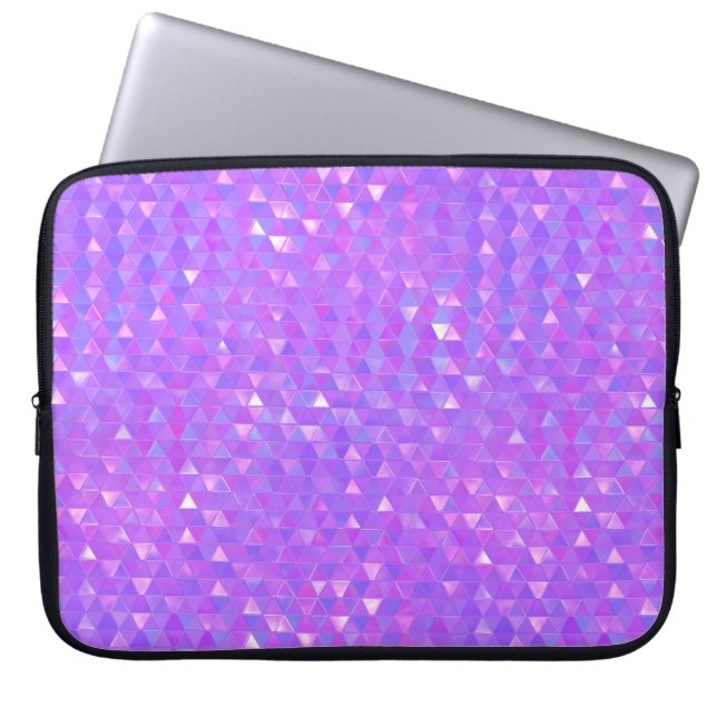 Purple Pink Trendy Triangles Geometric Pattern Laptop Sleeve (Front)