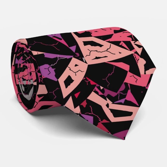 Purple Pink Triangle Pattern Tie (Rolled)