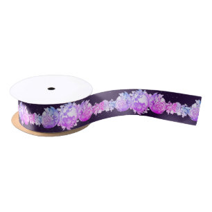 Purple & Pink Triple Moon Pagan Handfasting Satin Ribbon