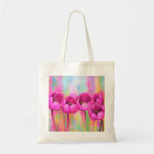 Purple Pink Tulips - Spring Art Original Painting Tote Bag