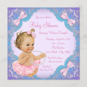 Purple Pink Tutu Girl Baby Shower Invitation