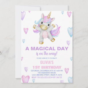 Purple Pink Unicorn Birthday Invitations